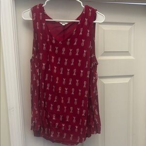 Sonoma Burgundy pink Pineapple Print Tank Top size large